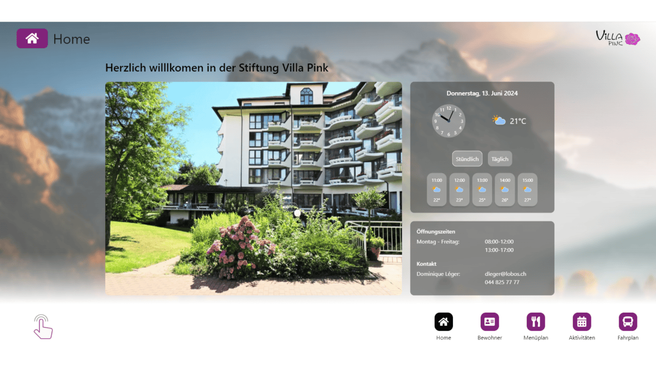 Empfangsbildschirm Frontend Home (Startseite)