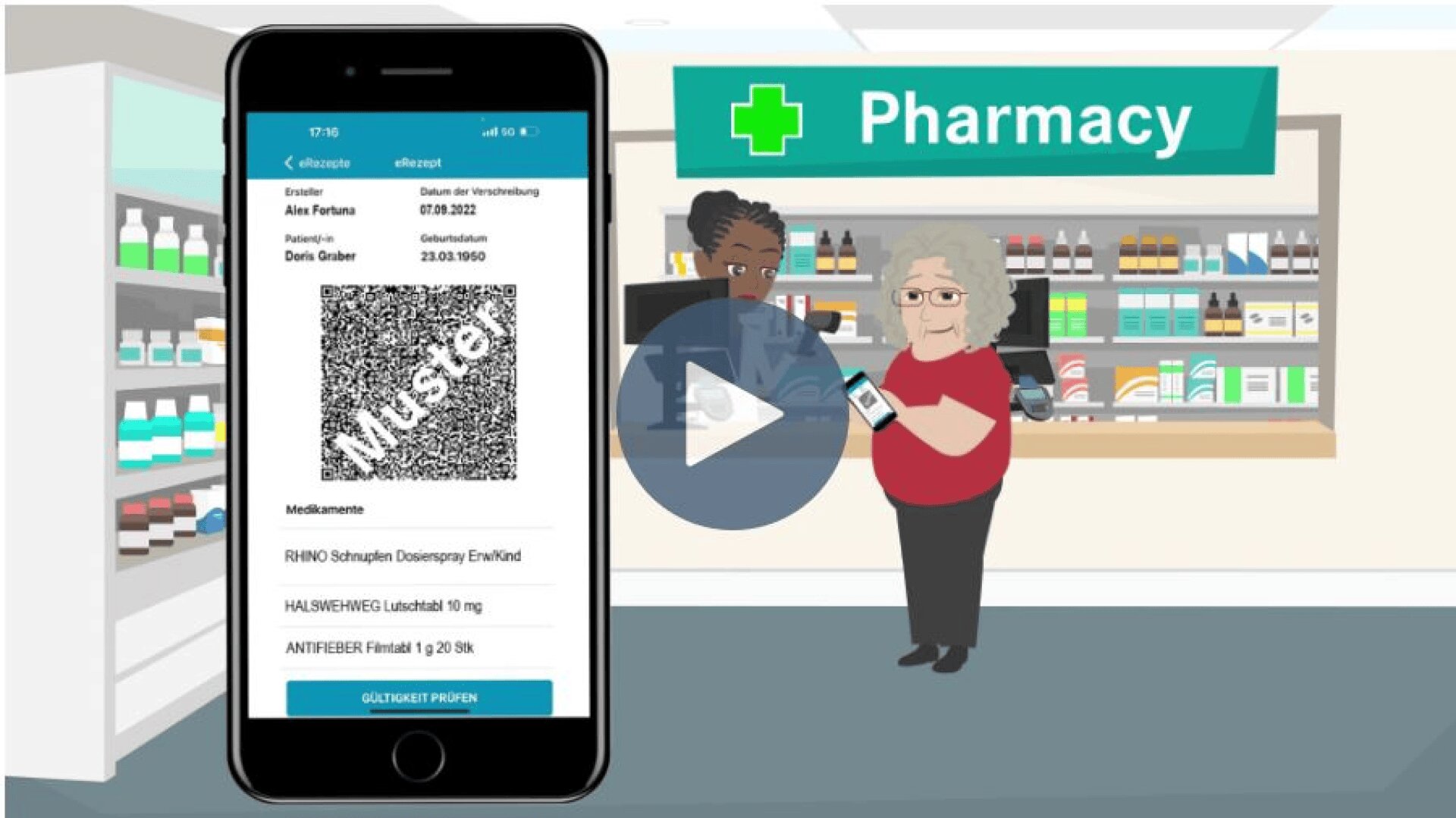 Ein Telefon mit einem QR-Code.