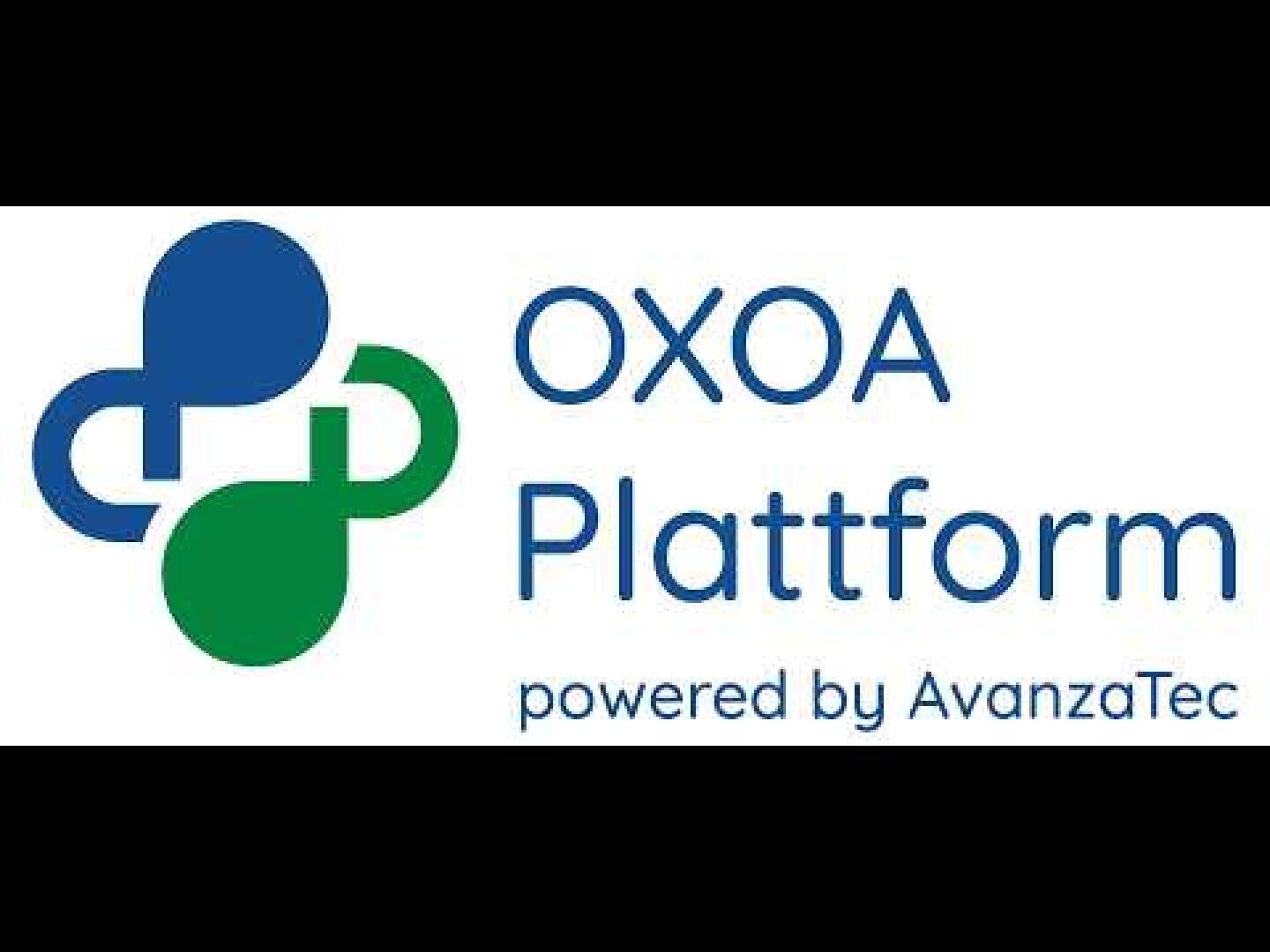Logo für die OXOA-Plattform, betrieben von AvanzaTec, mit abstrakten blauen und grünen Formen auf weißem Hintergrund sowie blauem und grünem Text.