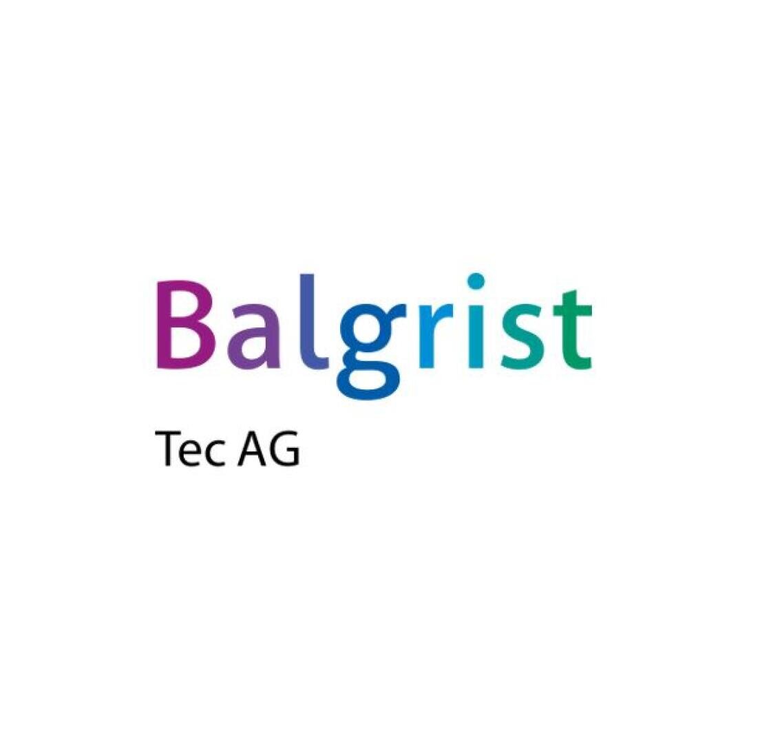 Logo comportant l'inscription « Balgrist » en dégradé de violet, bleu et vert, au-dessus du texte « Tec AG » en noir sur fond blanc.