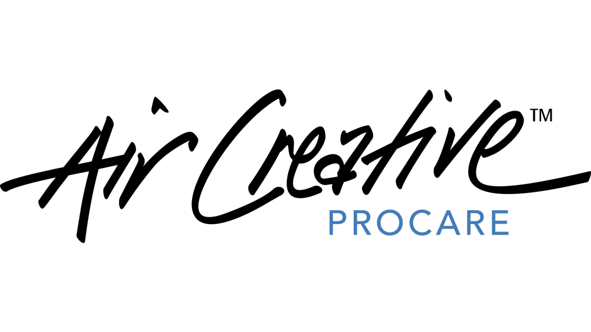 Logo avec les mots Air Creative en caractères noirs et PROCARE en lettres majuscules bleues en dessous et à droite.
